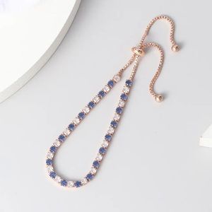 Blue Zircon Rose Gold Tennis Bracelet